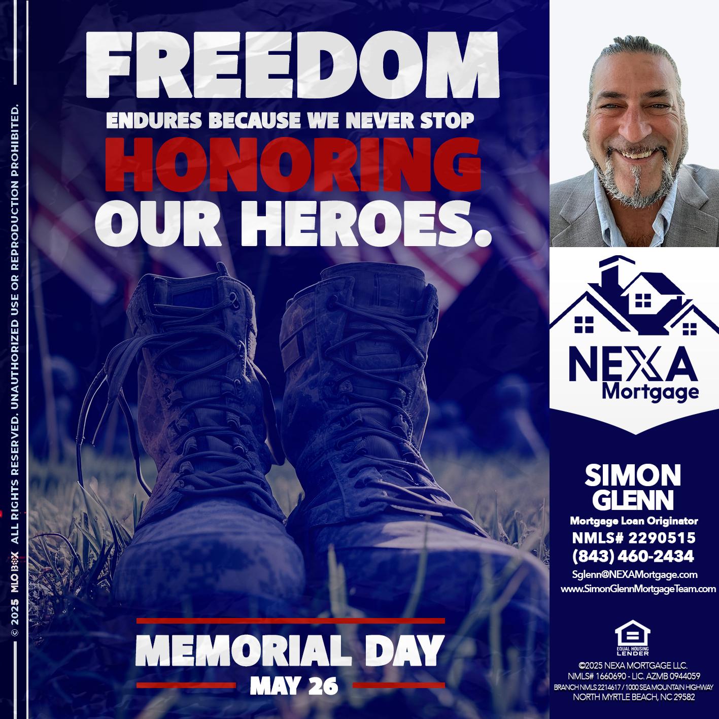 Memorial Day - Simon Glenn -Mortgage Broker Loan Originator