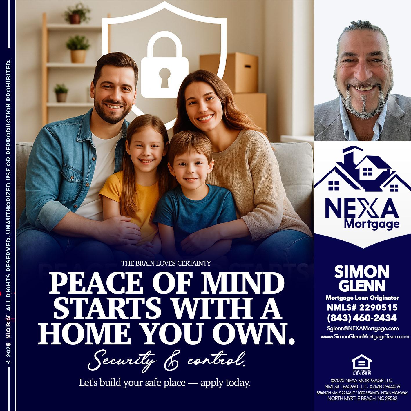 peace of mind - Simon Glenn -Mortgage Broker Loan Originator