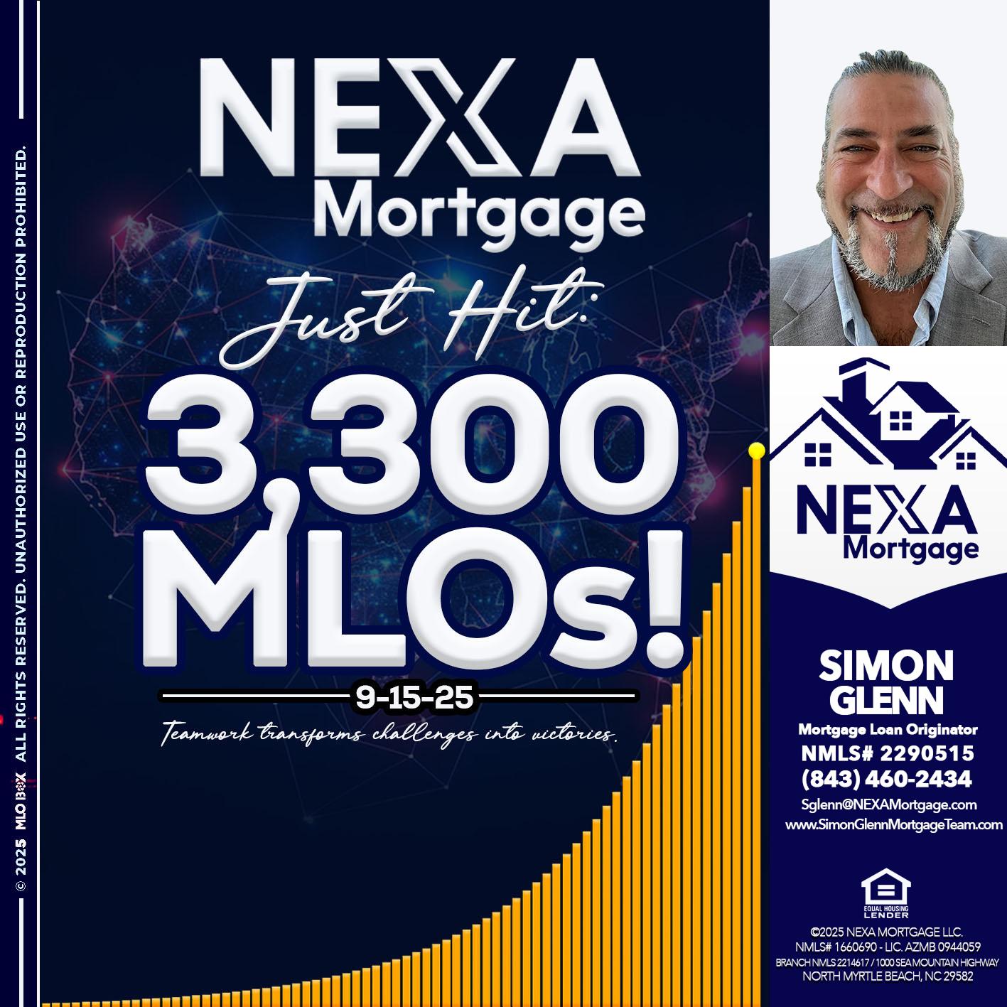 NEXA JUST HIT 3300 MLOS - Simon Glenn -Mortgage Broker Loan Originator