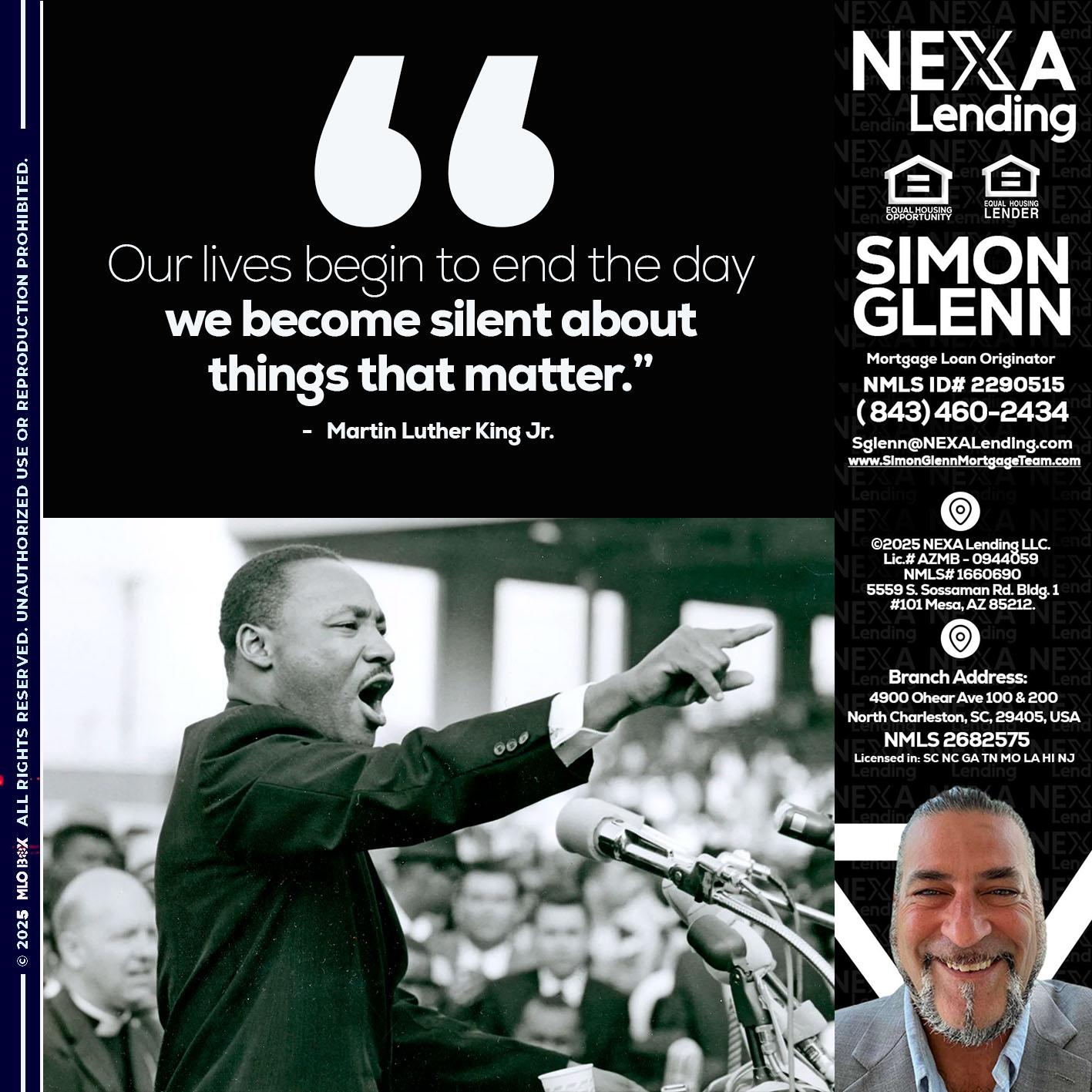 our lives MLK DAY - Simon Glenn -Mortgage Broker Loan Originator