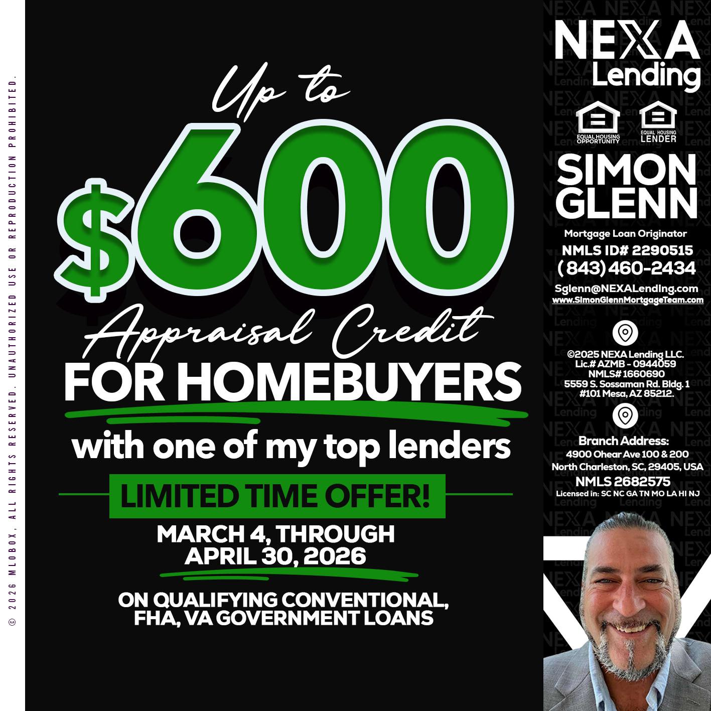 up to $600 - Simon Glenn -Mortgage Broker Loan Originator