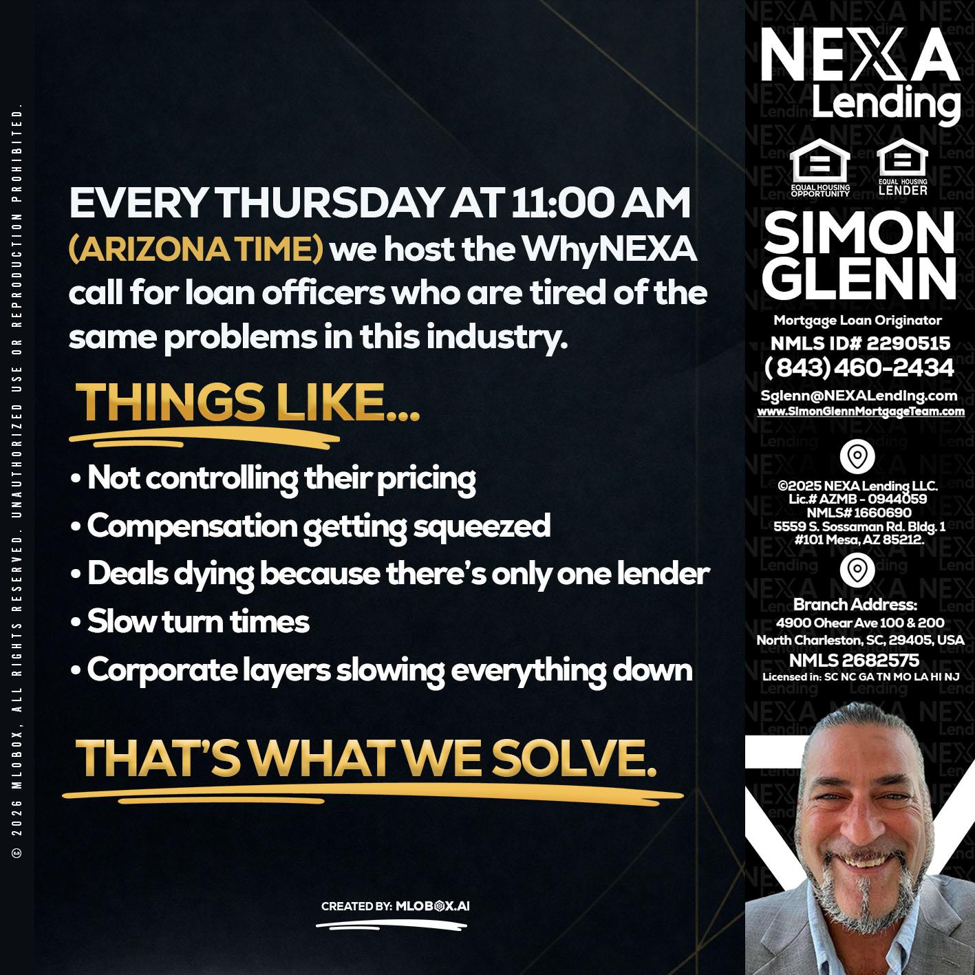 every Thursday - Simon Glenn -Mortgage Broker Loan Originator