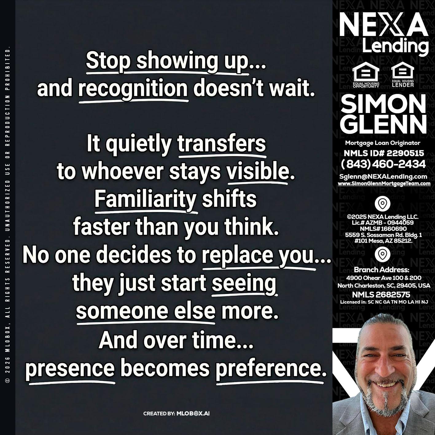 STOP SHOWING - Simon Glenn -Mortgage Broker Loan Originator