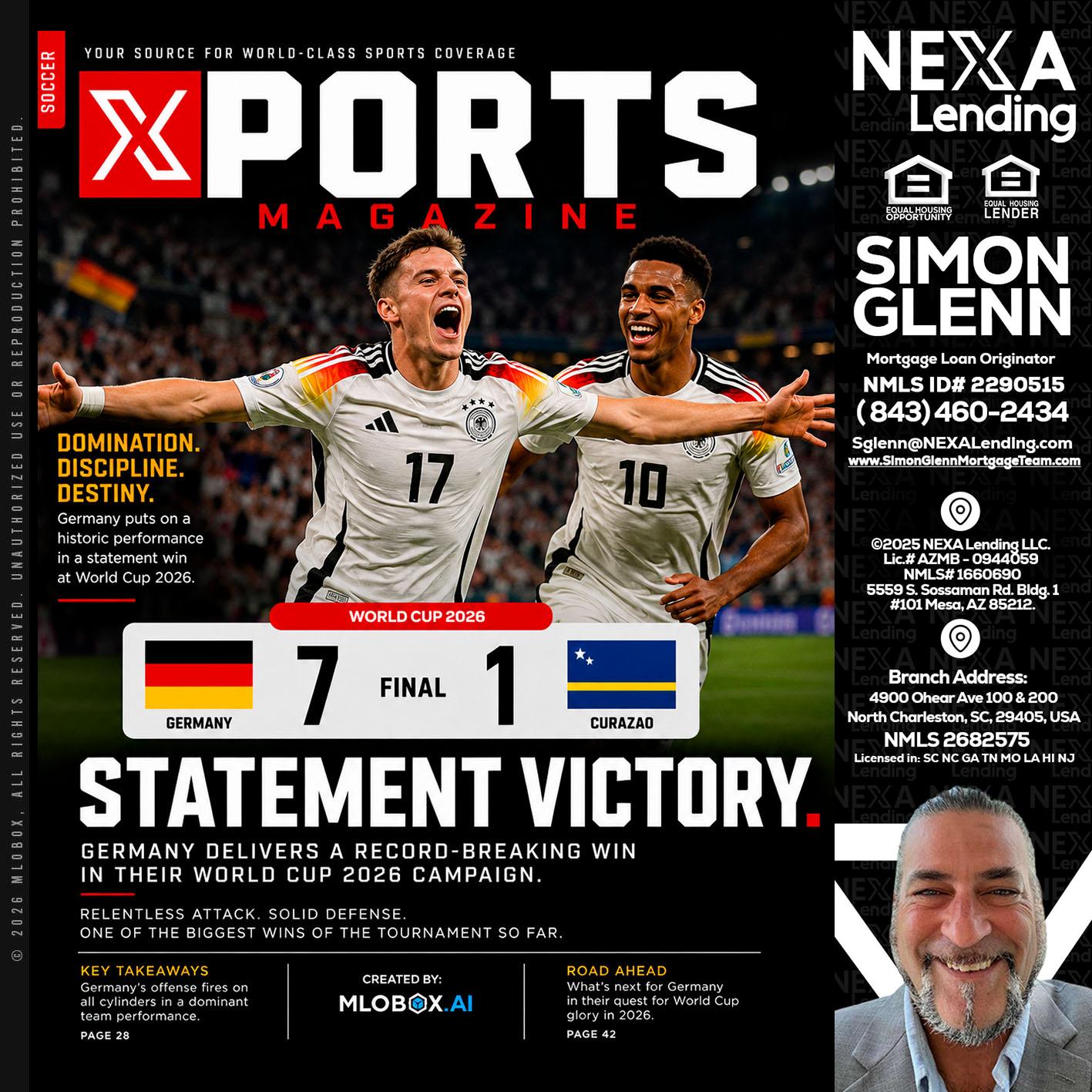 GERMANY VS CURASSAO (7-1) - Simon Glenn -Mortgage Broker Loan Originator
