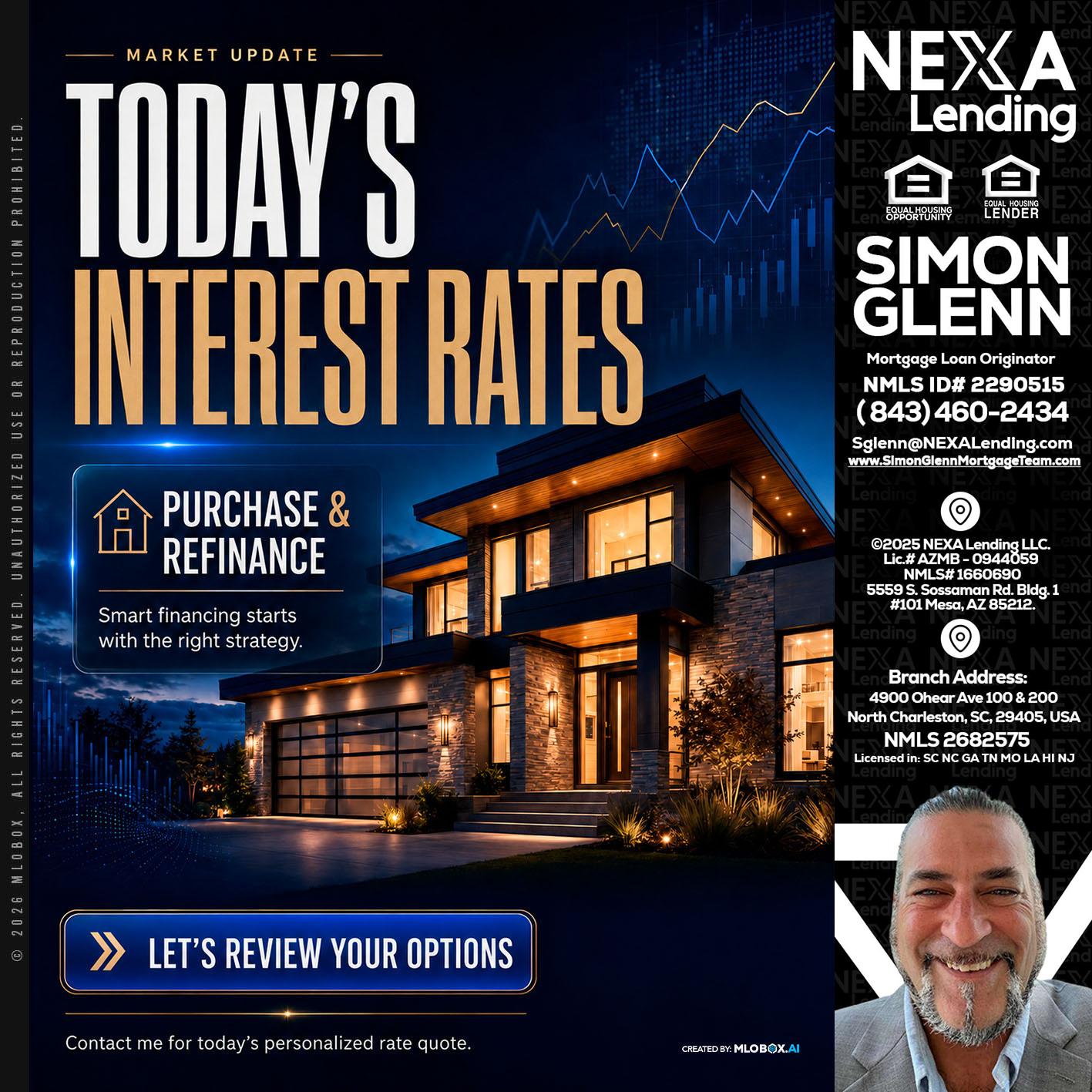TODAYS RATES - Simon Glenn -Mortgage Broker Loan Originator