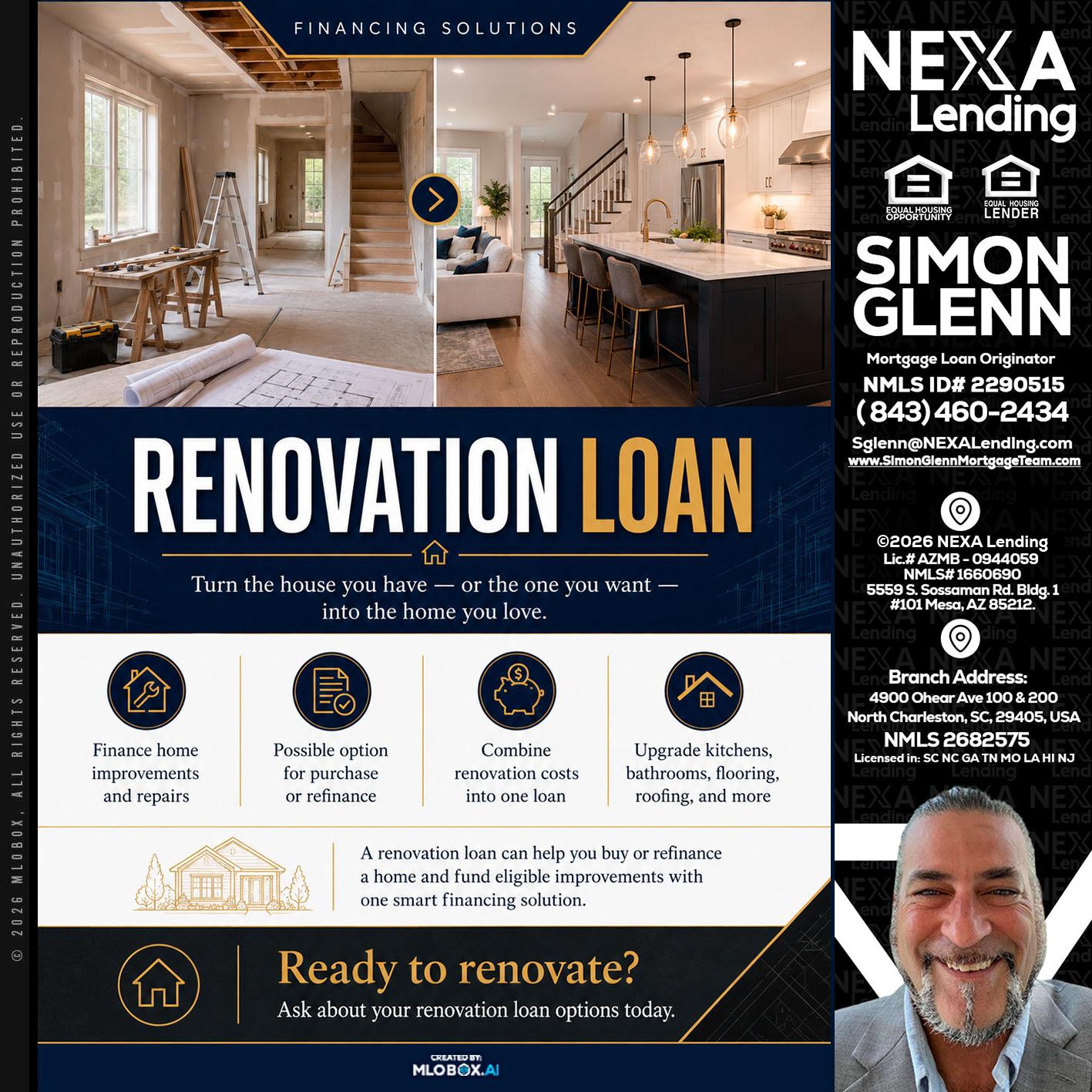 RENOVATION LOAN - Simon Glenn -Mortgage Broker Loan Originator