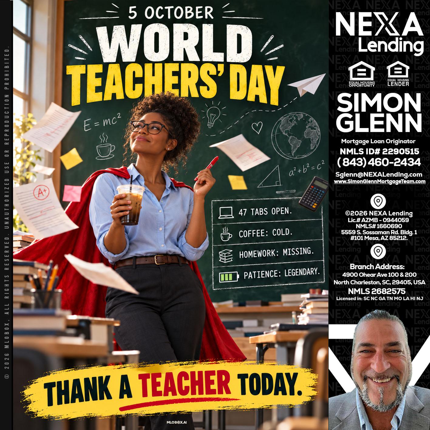 world teacher day - Simon Glenn -Mortgage Broker Loan Originator