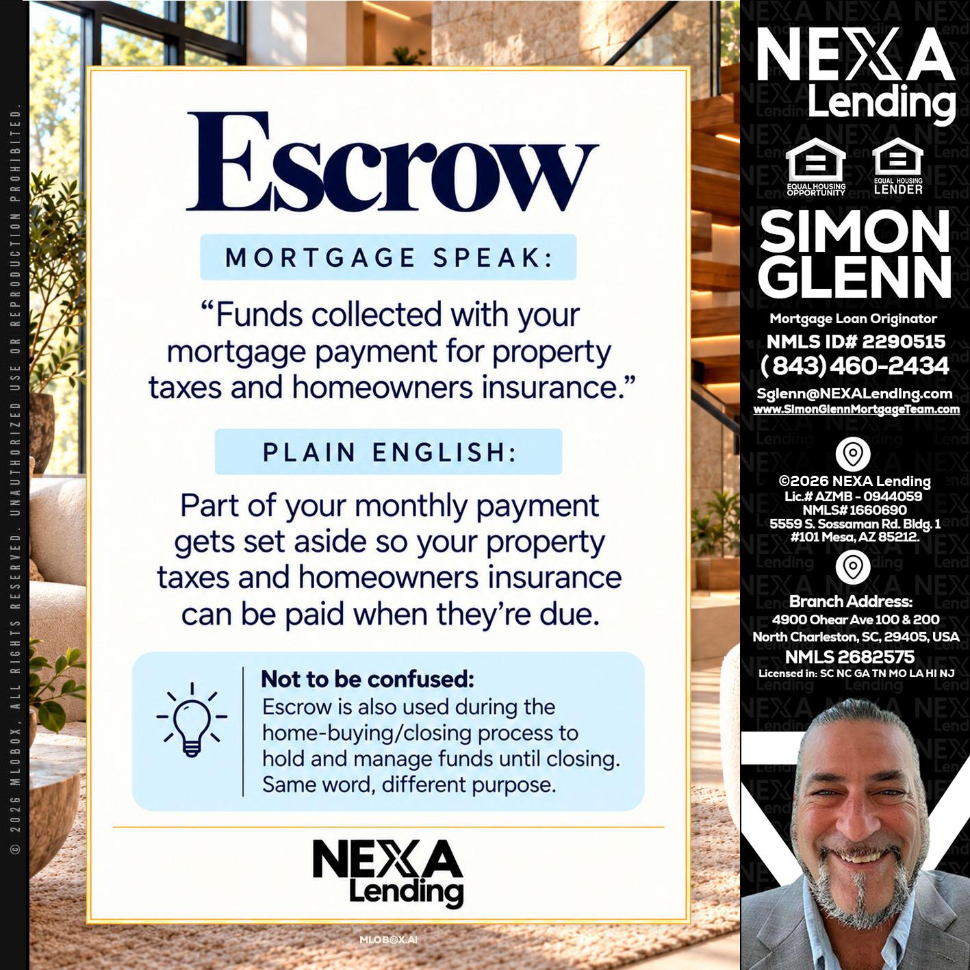 ESCROW - Simon Glenn -Mortgage Broker Loan Originator
