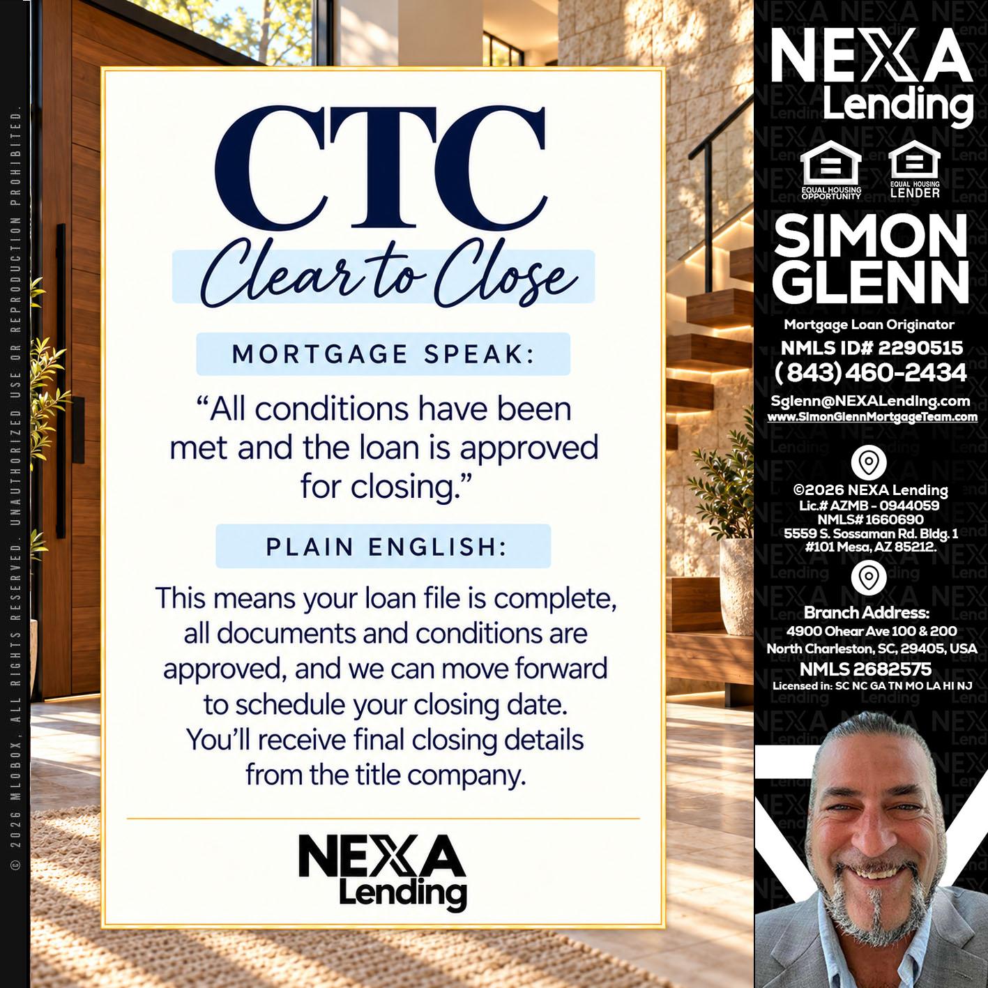 CLEAR TO CLOSE - Simon Glenn -Mortgage Broker Loan Originator