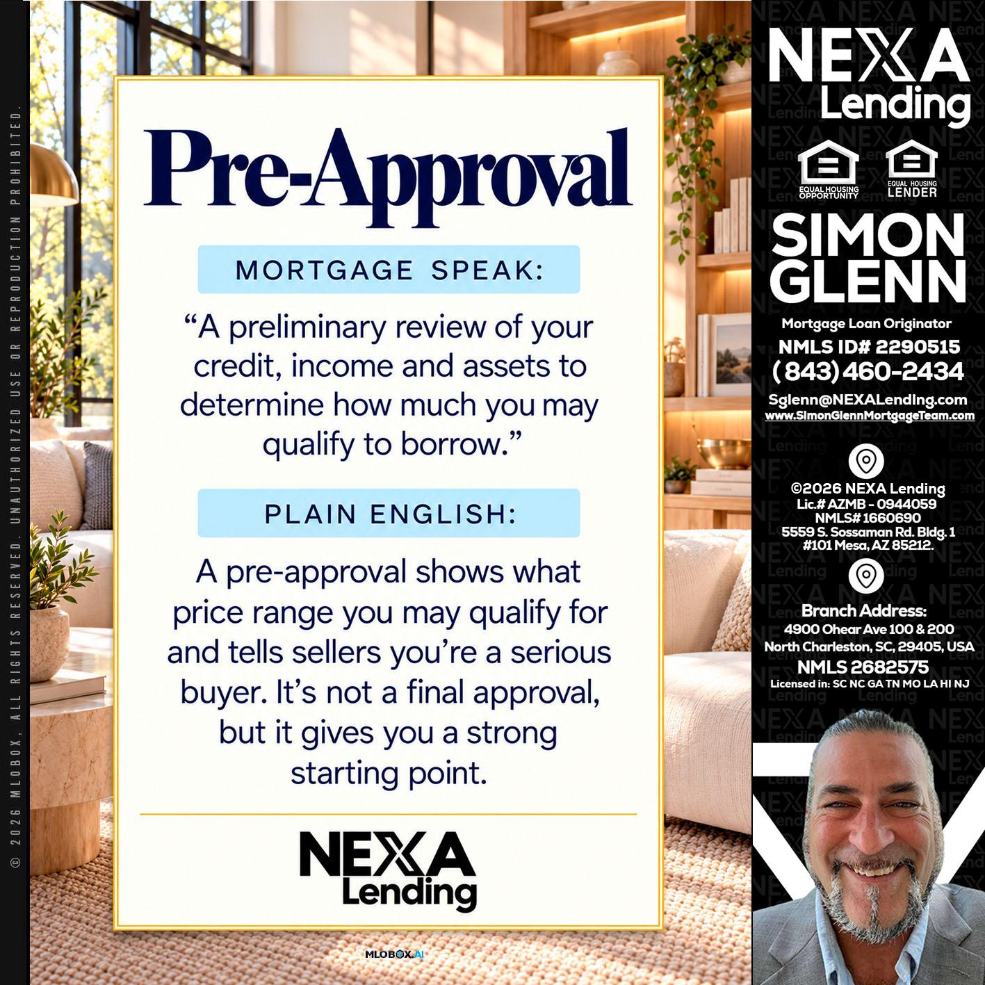 PREAPROVAL - Simon Glenn -Mortgage Broker Loan Originator